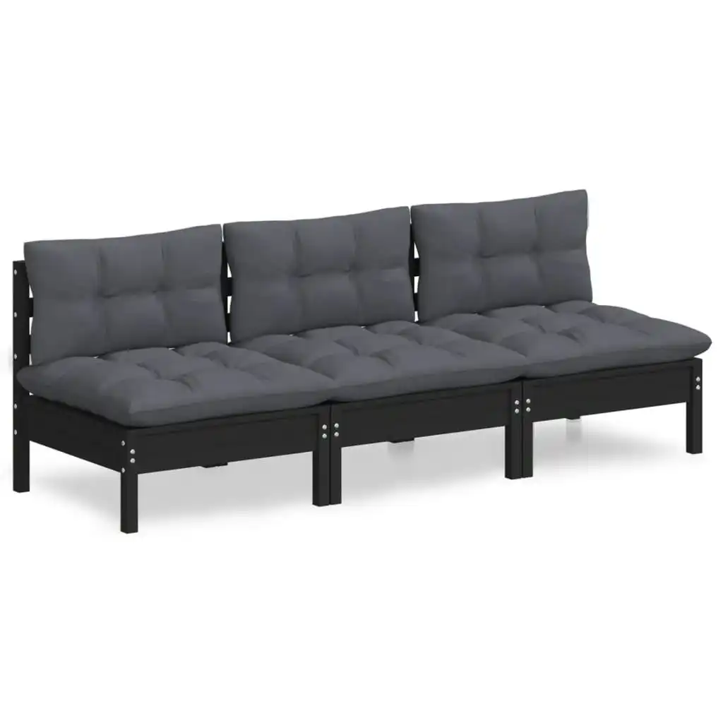 3-Seater Garden Sofa with Anthracite Cushions Solid Pinewood 3096080