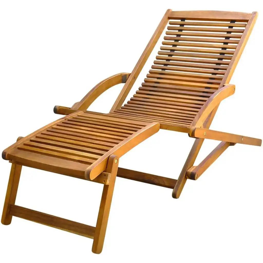 Deck Chair with Footrest Solid Acacia Wood 41806