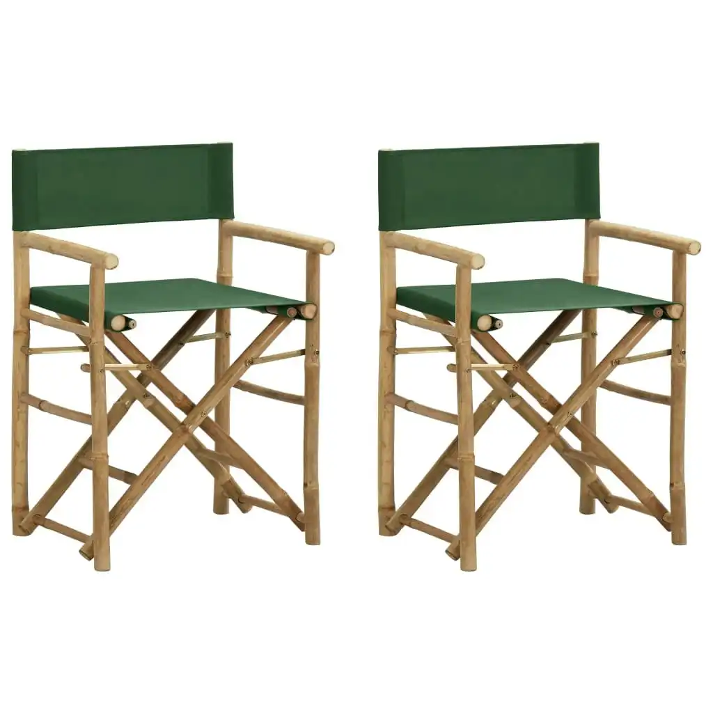 Folding Director's Chairs 2 pcs Green Bamboo and Fabric 313032