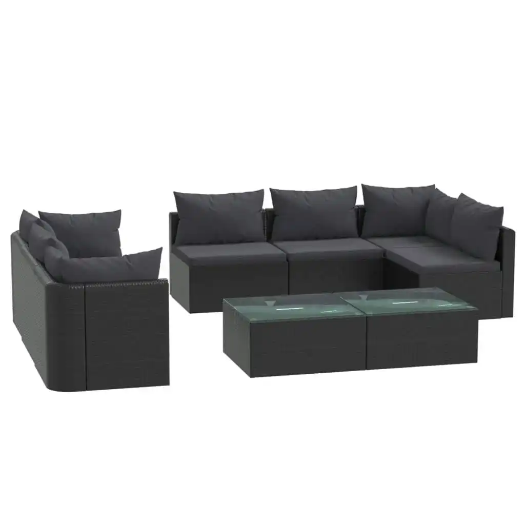 9 Piece Garden Lounge Set with Cushions Poly Rattan Black 46551