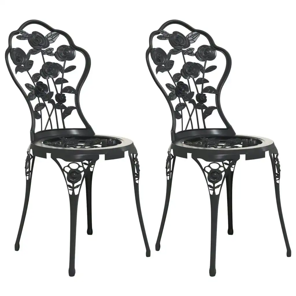 Bistro Chairs 2 pcs Cast Aluminium Black 317750