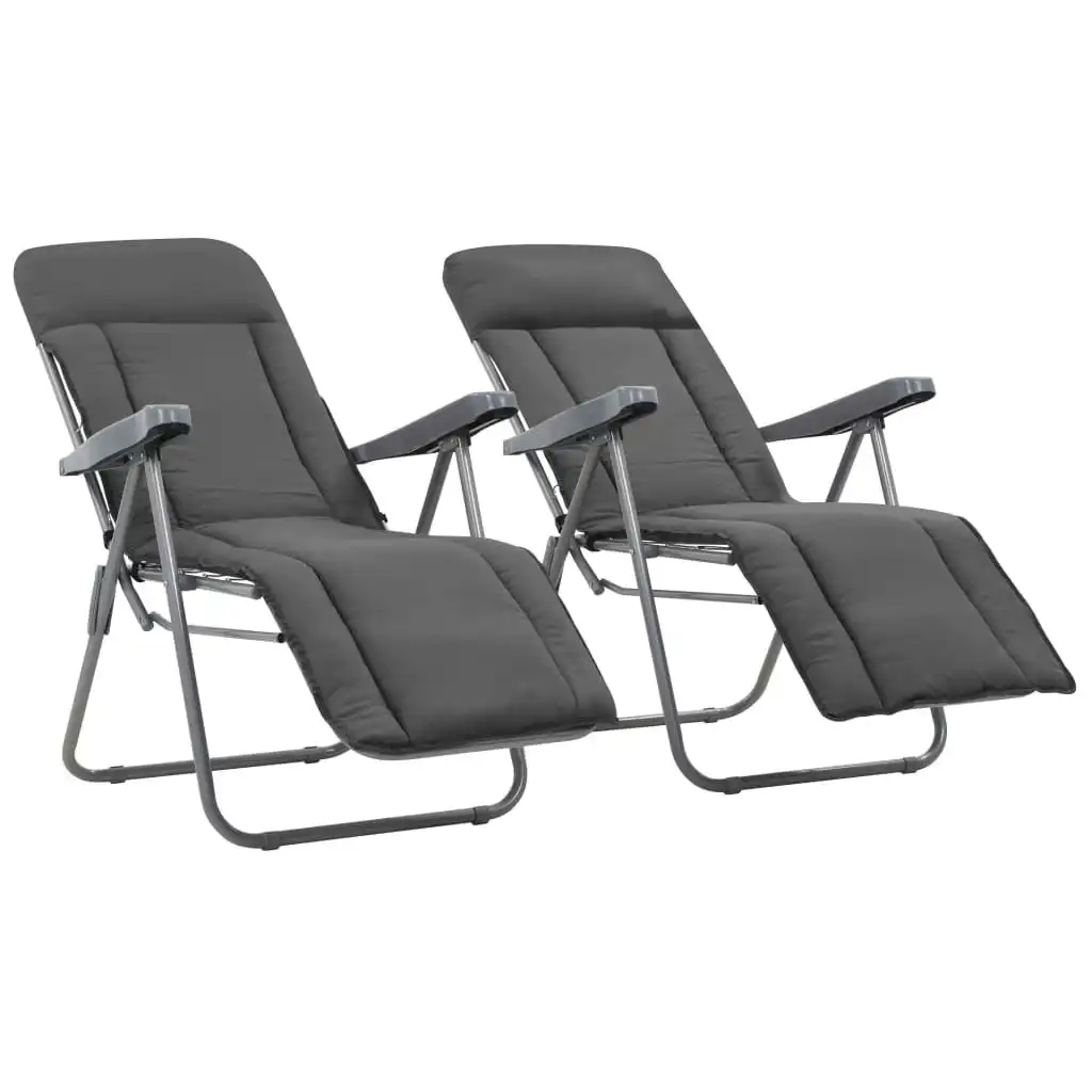 Folding Garden Chairs with Cushions 2 pcs Grey 44320