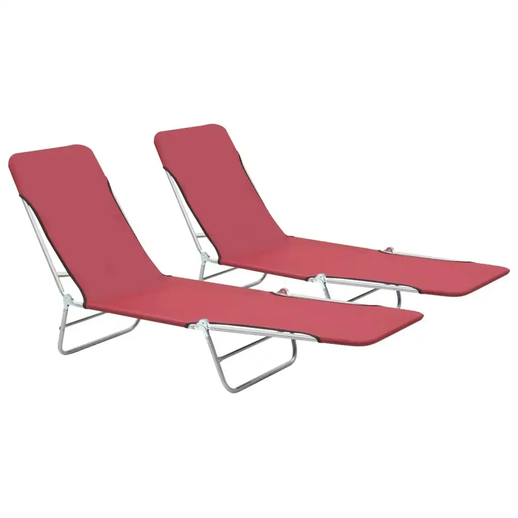 Folding Sun Loungers 2 pcs Steel and Fabric Red 44301