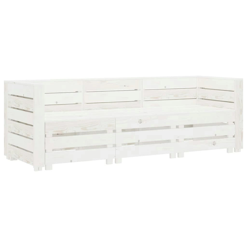 Garden 3-Seater Pallet Sofa Wood White 3072326