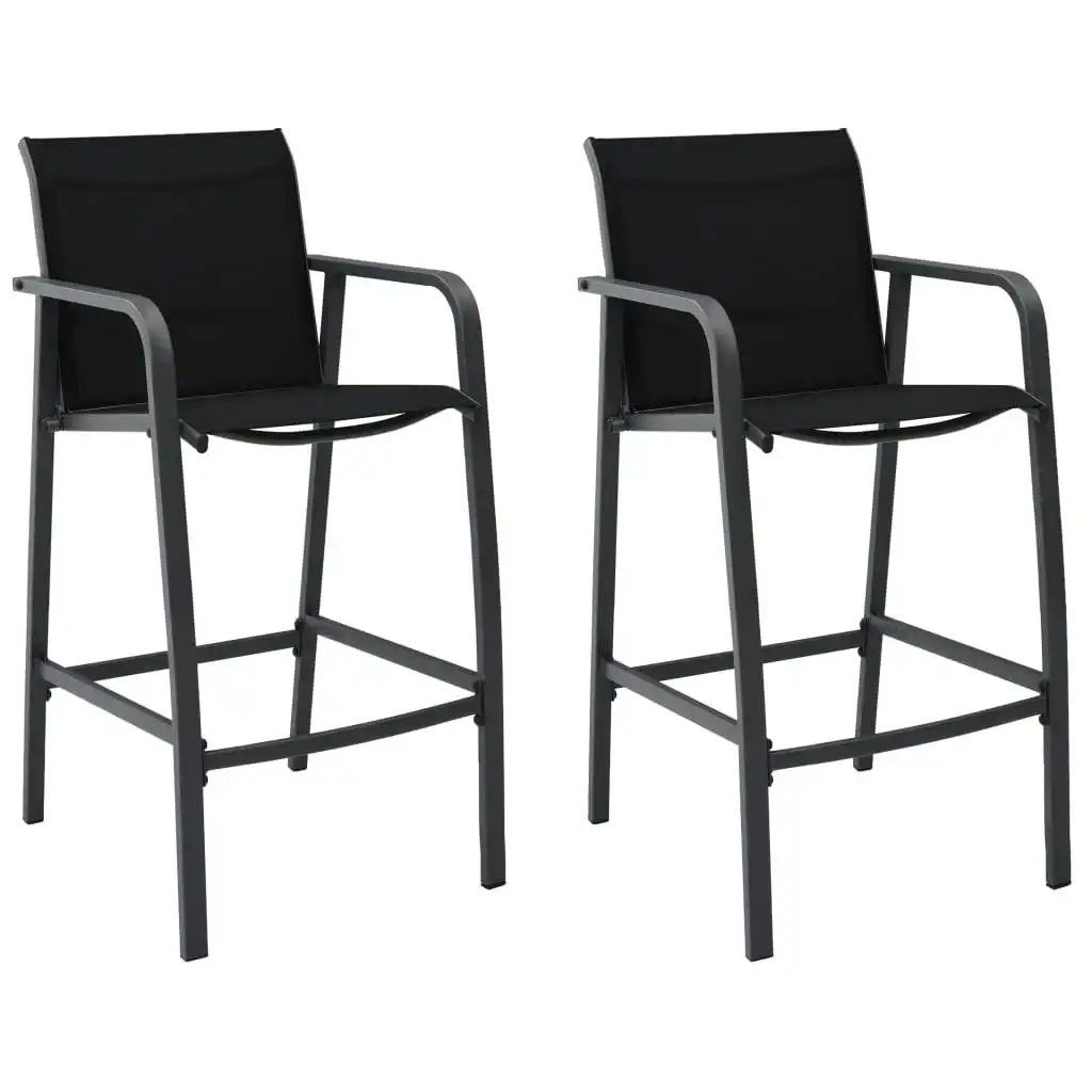 Garden Bar Chairs 2 pcs Black Textilene 48116