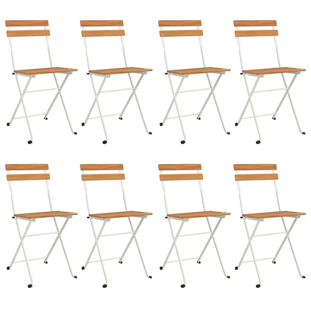 Folding Bistro Chairs 8 pcs Solid Wood Acacia and Steel 3152109