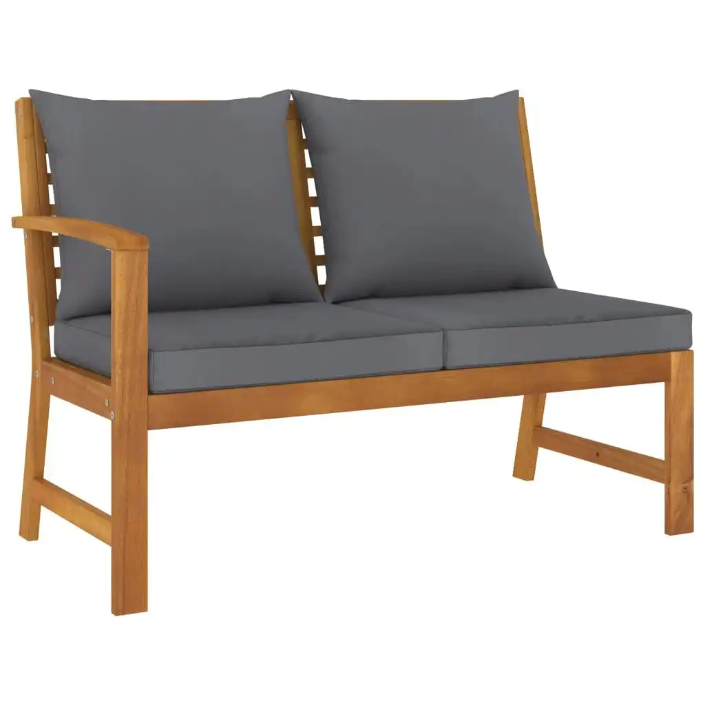 Garden Bench 114.5 cm with Dark Grey Cushion Solid Acacia Wood 311837