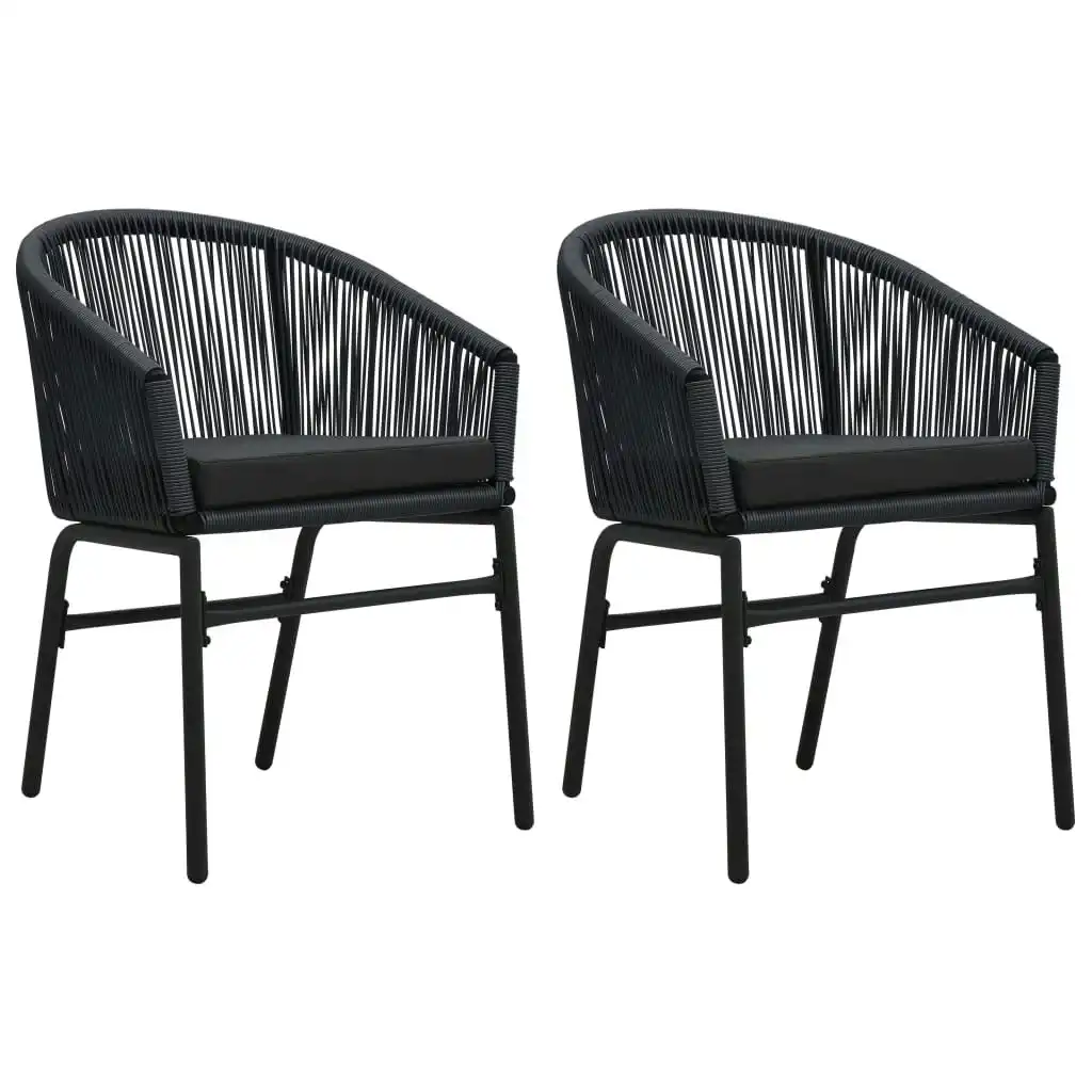 Garden Chairs 2 pcs Black PE Rattan 48135