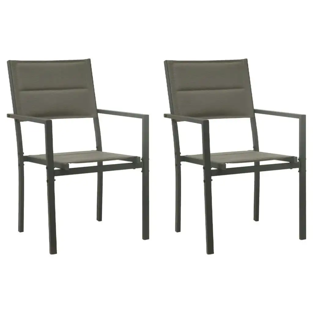 Garden Chairs 2 pcs Textilene and Steel Grey and Anthracite 313079