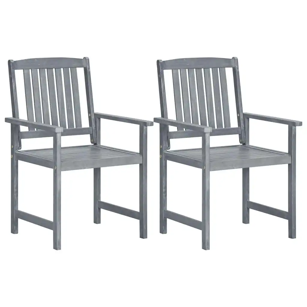 Garden Chairs 2 pcs Grey Solid Acacia Wood 45944