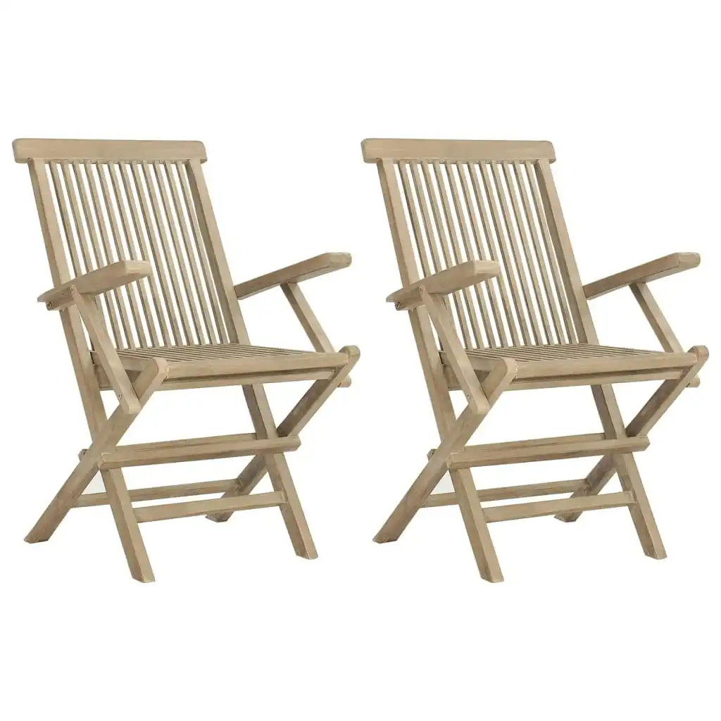 Folding Garden Chairs 2 pcs Grey 56x61x89 cm Solid Wood Teak 362764