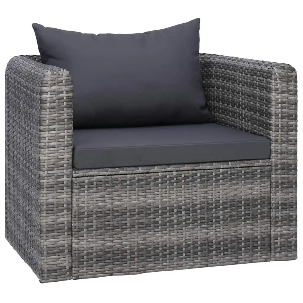 Garden Chair with Cushion and Pillow Poly Rattan Grey 44161