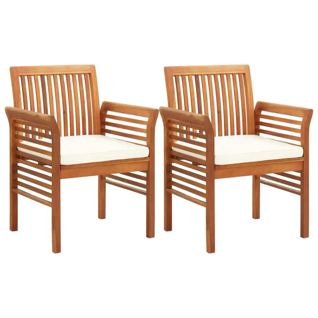 Garden Dining Chairs with Cushions 2 pcs Solid Acacia Wood 45965