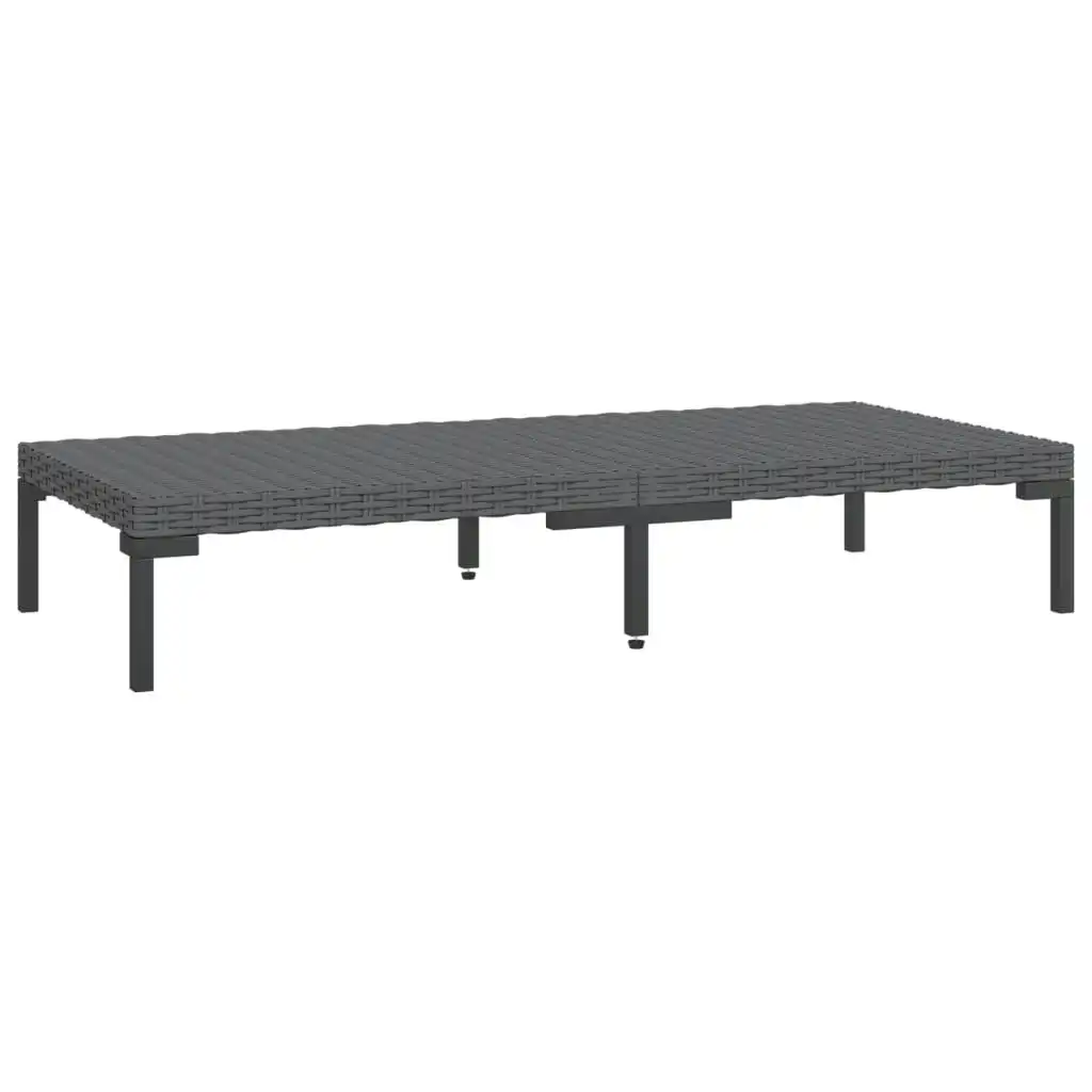 Garden Coffee Table Dark Grey Half Round Poly Rattan 318599