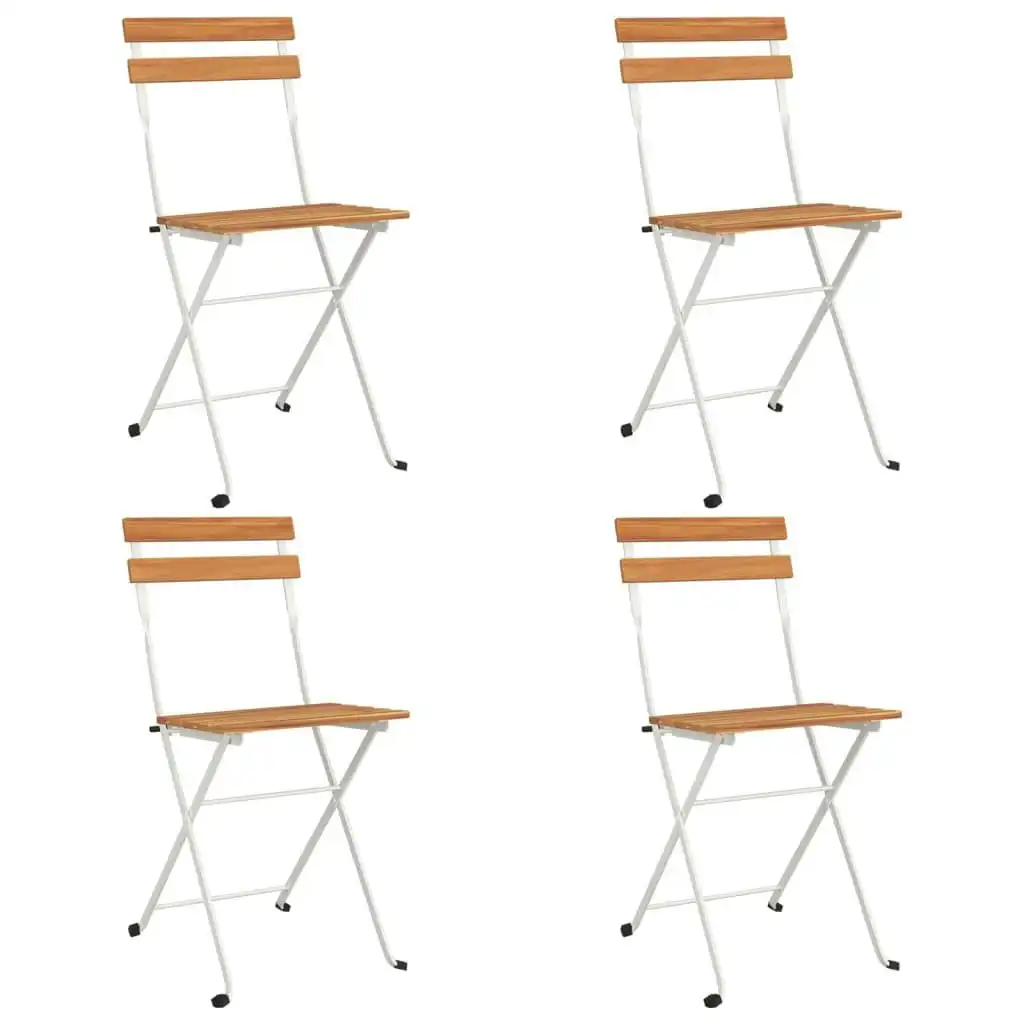 Folding Bistro Chairs 4 pcs Solid Wood Acacia and Steel 319975