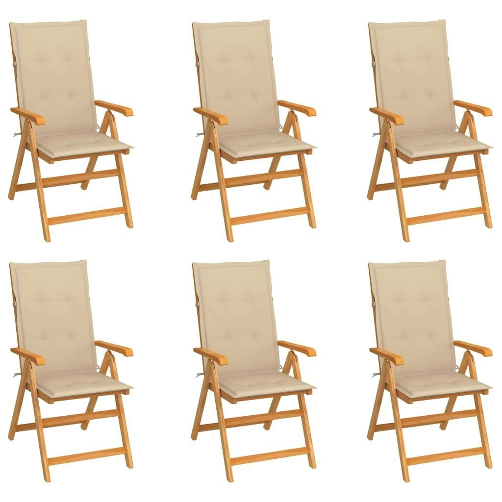 Garden Chairs 6 pcs with Beige Cushions Solid Teak Wood 3065563