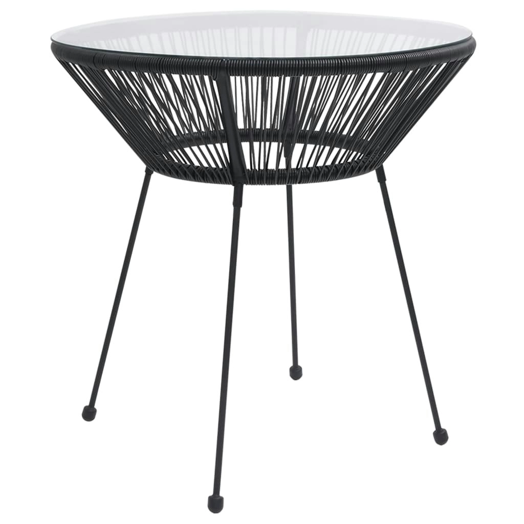 Garden Dining Table Black ÃƒËœ70x74 cm Rattan and Glass 312165