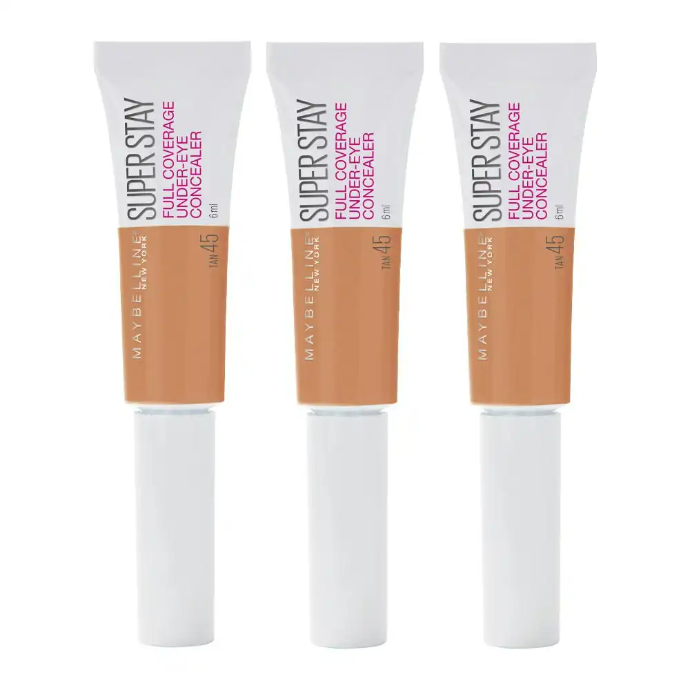 Maybelline Super Stay Full Coverage Under-eye Concealer 6ml 45 Tan - 3 Pack