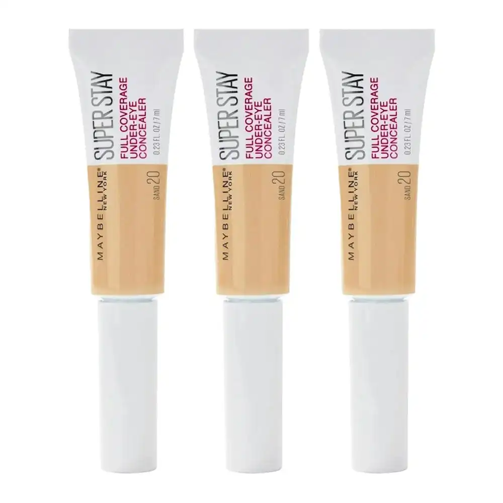 Maybelline Super Stay Full Coverage Under-eye Concealer 6ml 20 Sand - 3 Pack