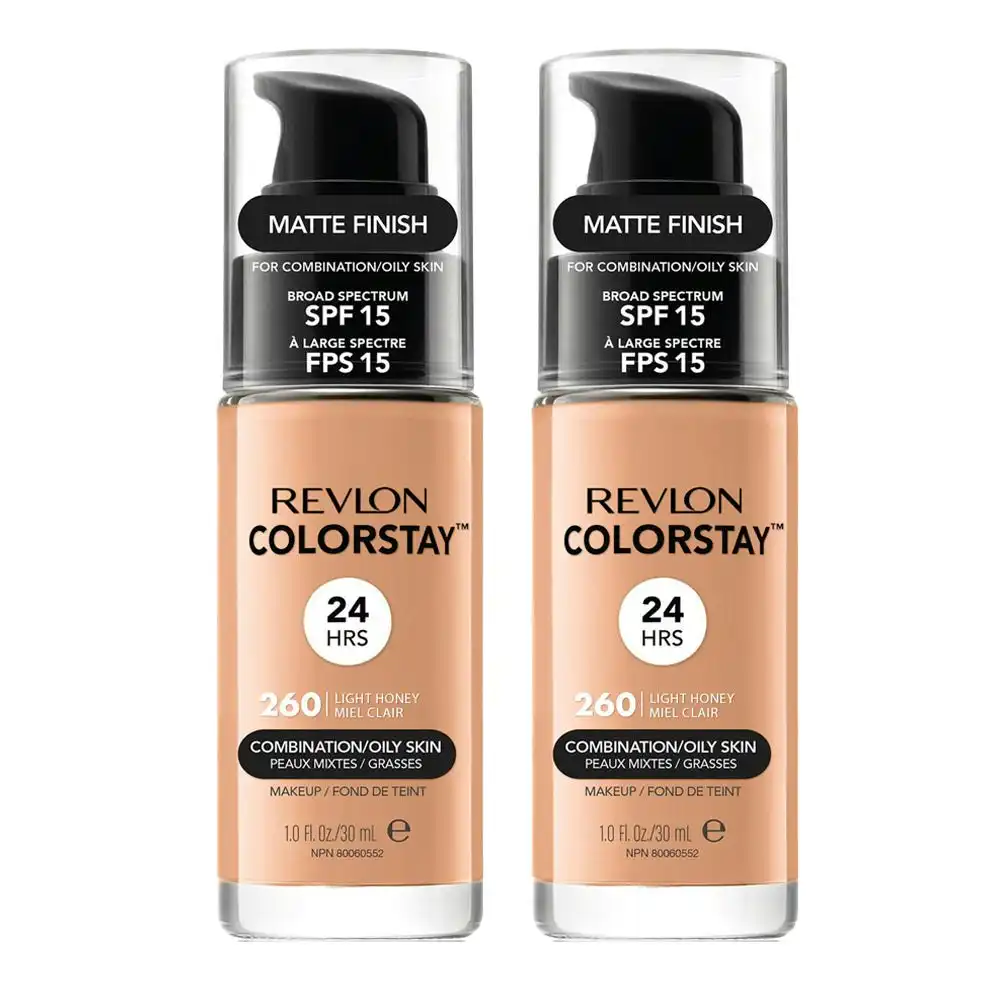 Revlon Colorstay Makeup Combination/ Oily Skin 30ml 260 Light Honey - 2 Pack