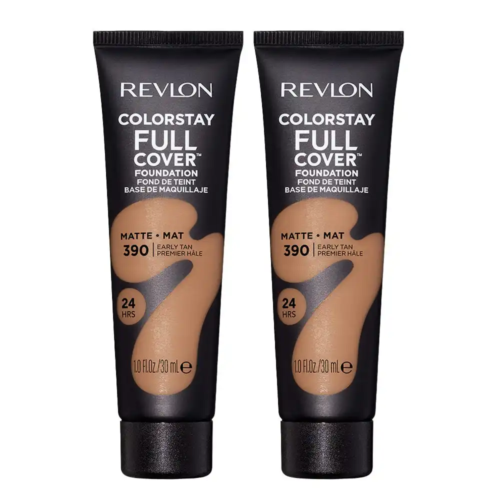 Revlon Colorstay Full Cover Matte Foundation 30ml 390 Early Tan - 2 Pack