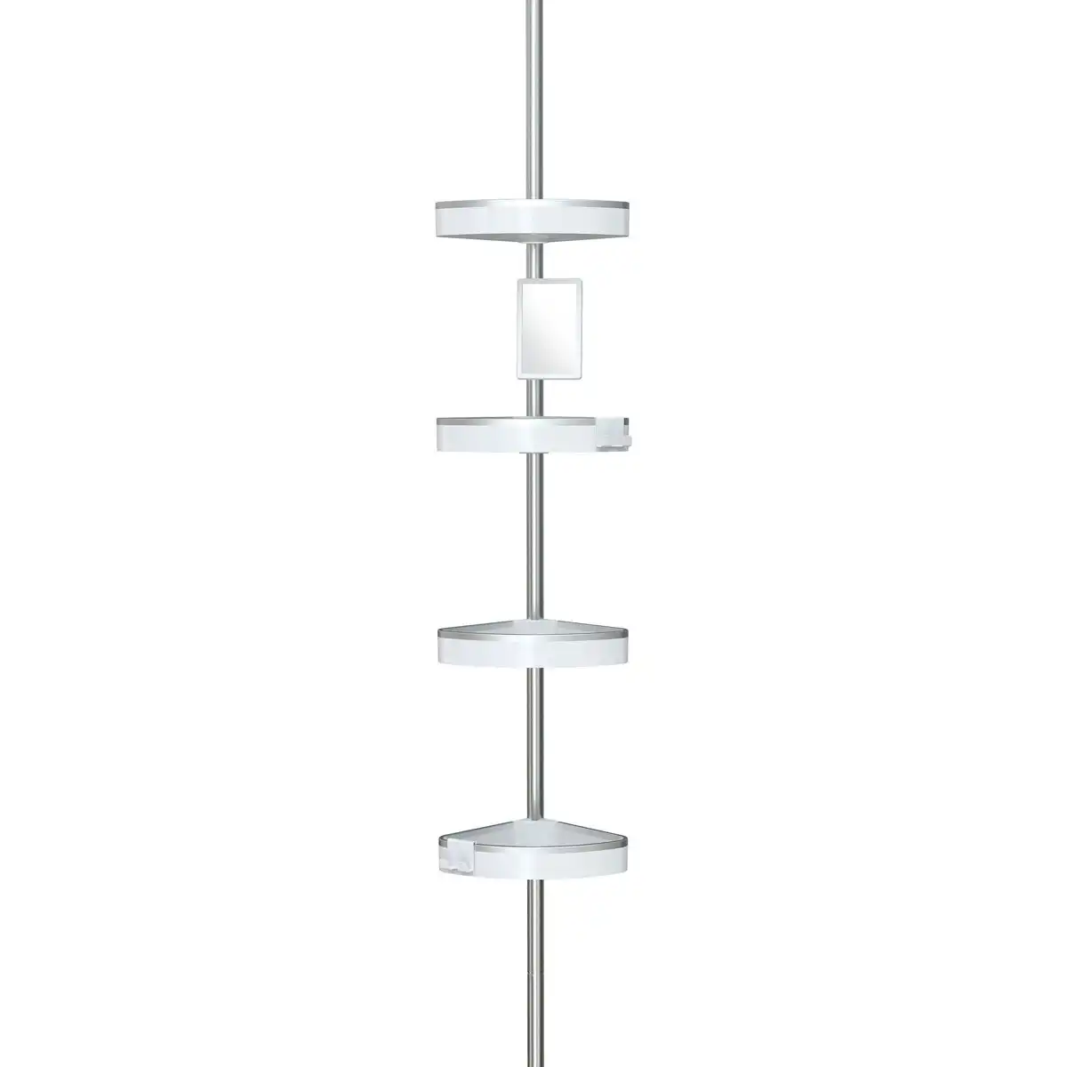 Better Living HiRise 4 Tension Shower Caddy with Mirror - White/Aluminium