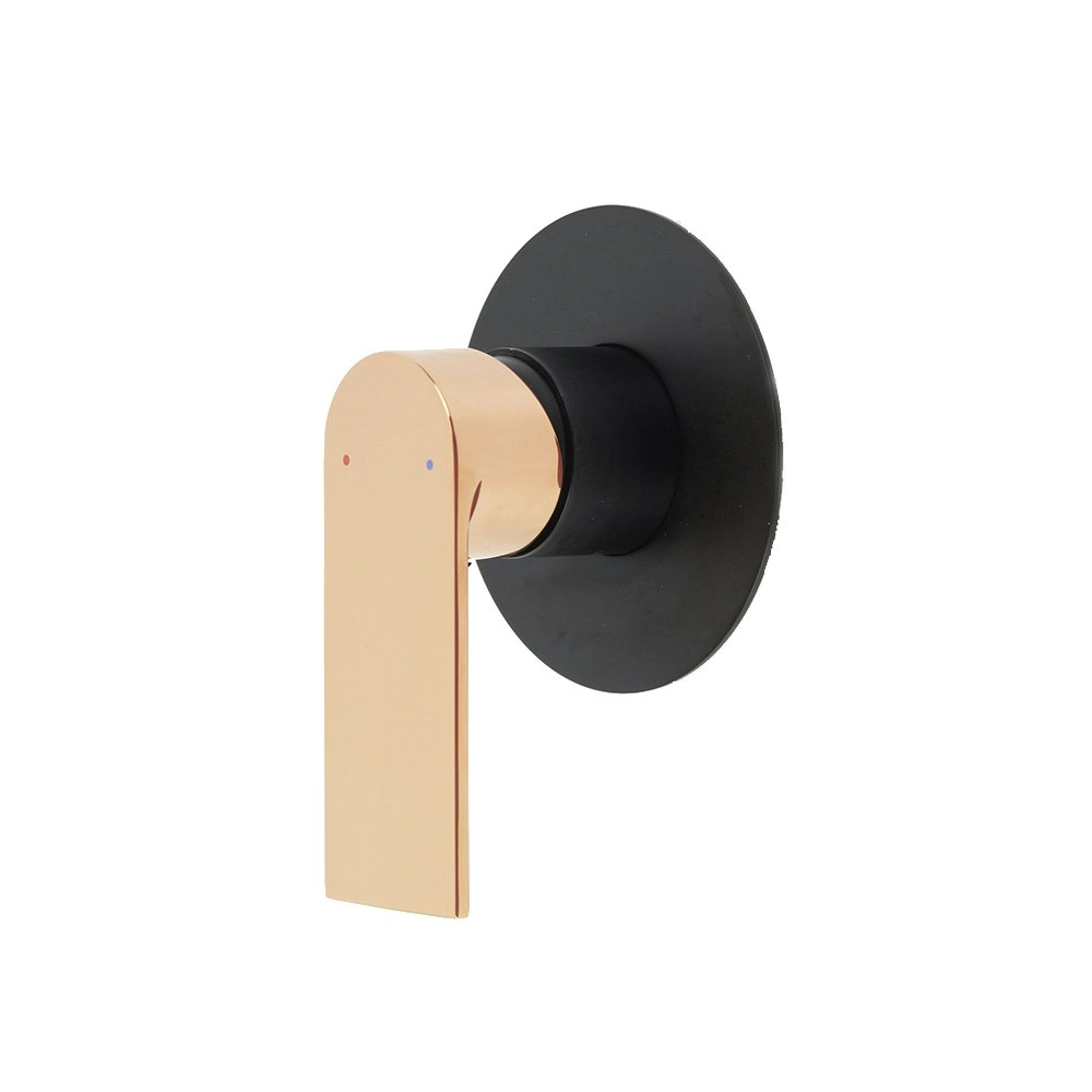 Aguzzo Prato Wall Mounted Bath & Shower Mixer - Matte Black With Rose Gold