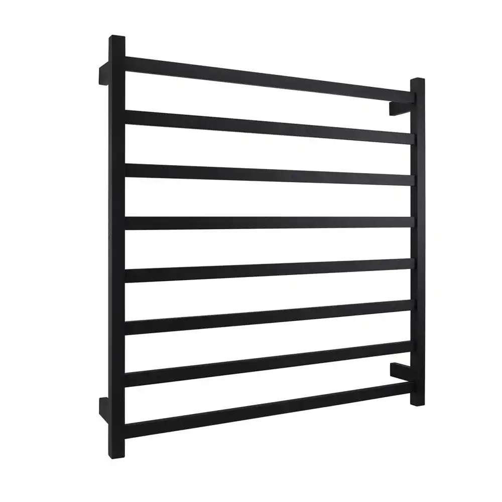 Aguzzo Ezy Fit Dual Wired Flat Tube Heated Towel Rail 90 x 92cm - Matte Black