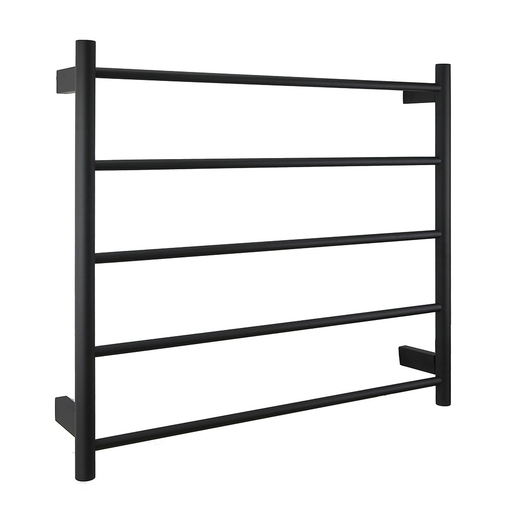 Aguzzo Ezy Fit Dual Wired Round Tube Heated Towel Rail 75 x 70cm - Matte Black