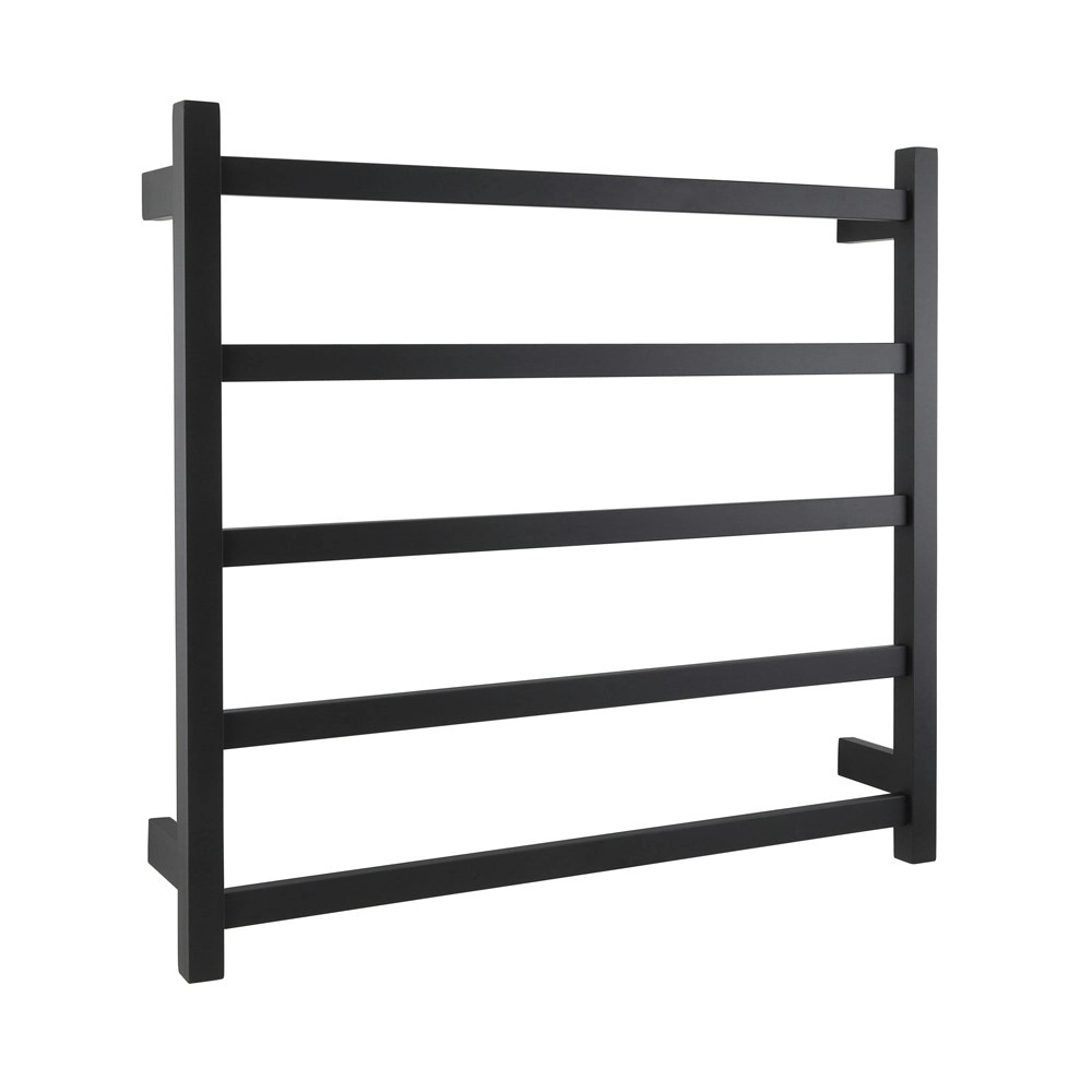 Aguzzo Ezy Fit Dual Wired Square Tube Heated Towel Rail 75 x 70cm - Matte Black