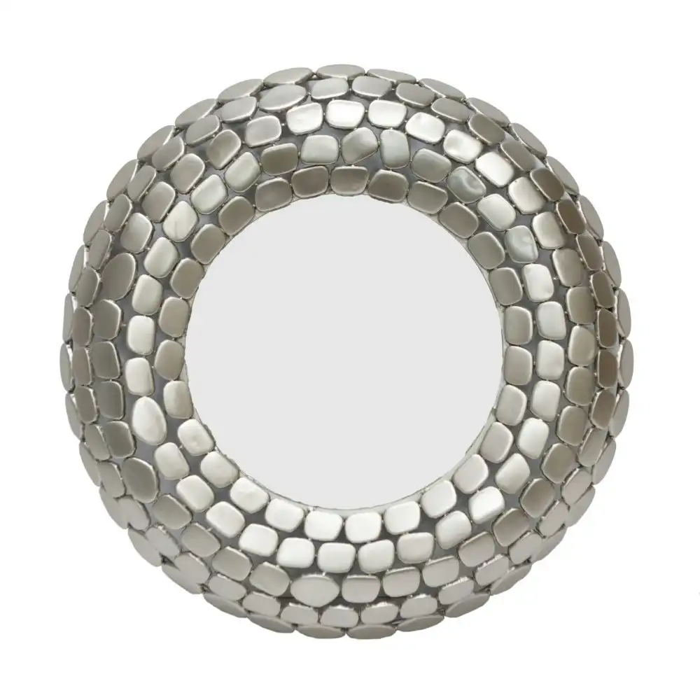 SSH Collection Stone 61cm Round Wall Mirror - Matte Silver