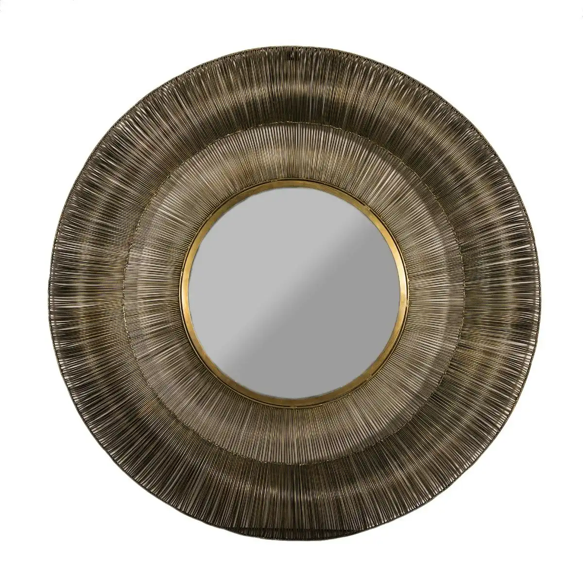 SSH Collection Wired Large 102cm Wide Round Wall Mirror - Brass
