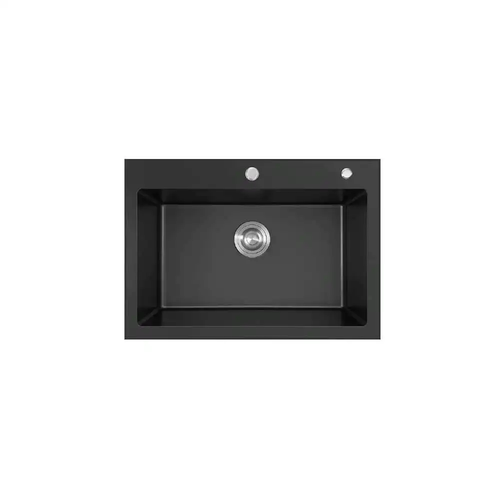 Higold 76cm Single Bowl Quartz Granite Composite Kitchen Sink - Black