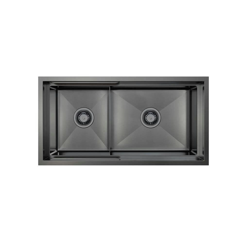 Higold Piniz 82cm 1 & 1/2 Bowl Workstation Kitchen Sink - PVD Gunblack