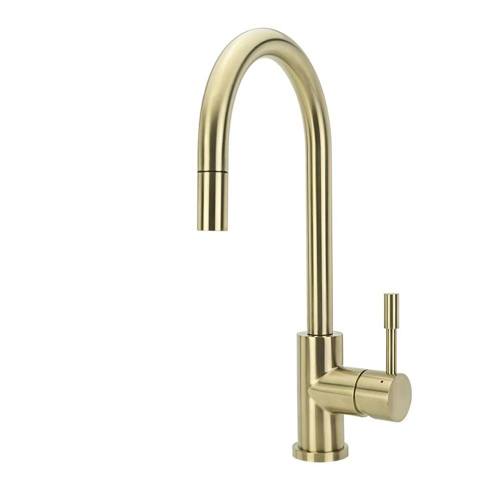 Swedia Klaas Stainless Steel Kitchen Mixer Tap with Pull-Out - Brushed Brass