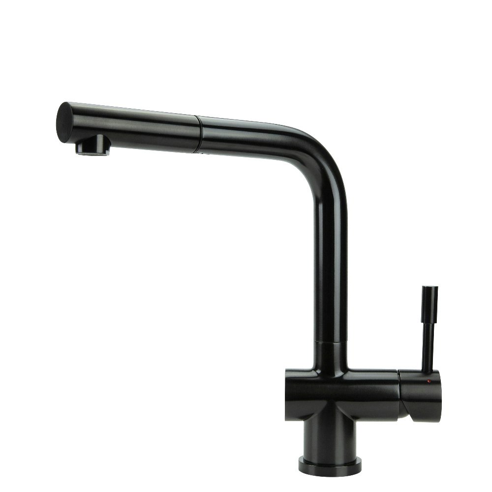 Swedia Sigge Stainless Steel Kitchen Mixer Tap with Pull-Out - Satin Black