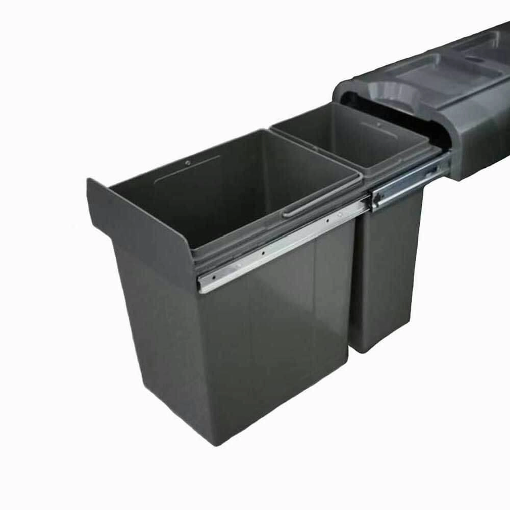 Elite 30L Twin Slide Out Left Side Mounted Slim Profile Concealed Waste Bin (for 30cm cupboard)