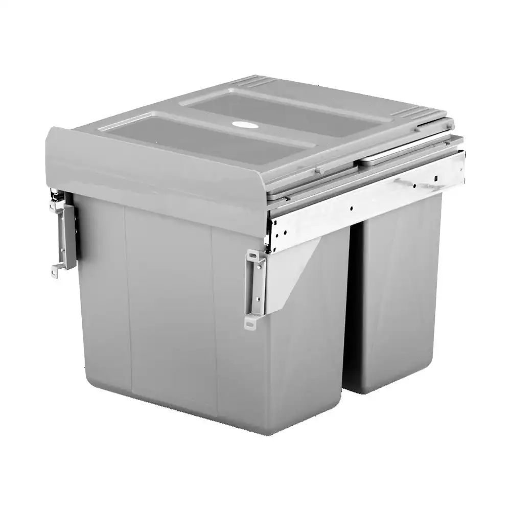 Elite Valet 32L Twin Side Mounted Slide-Out Concealed Waste Bin (40cm cupboard)