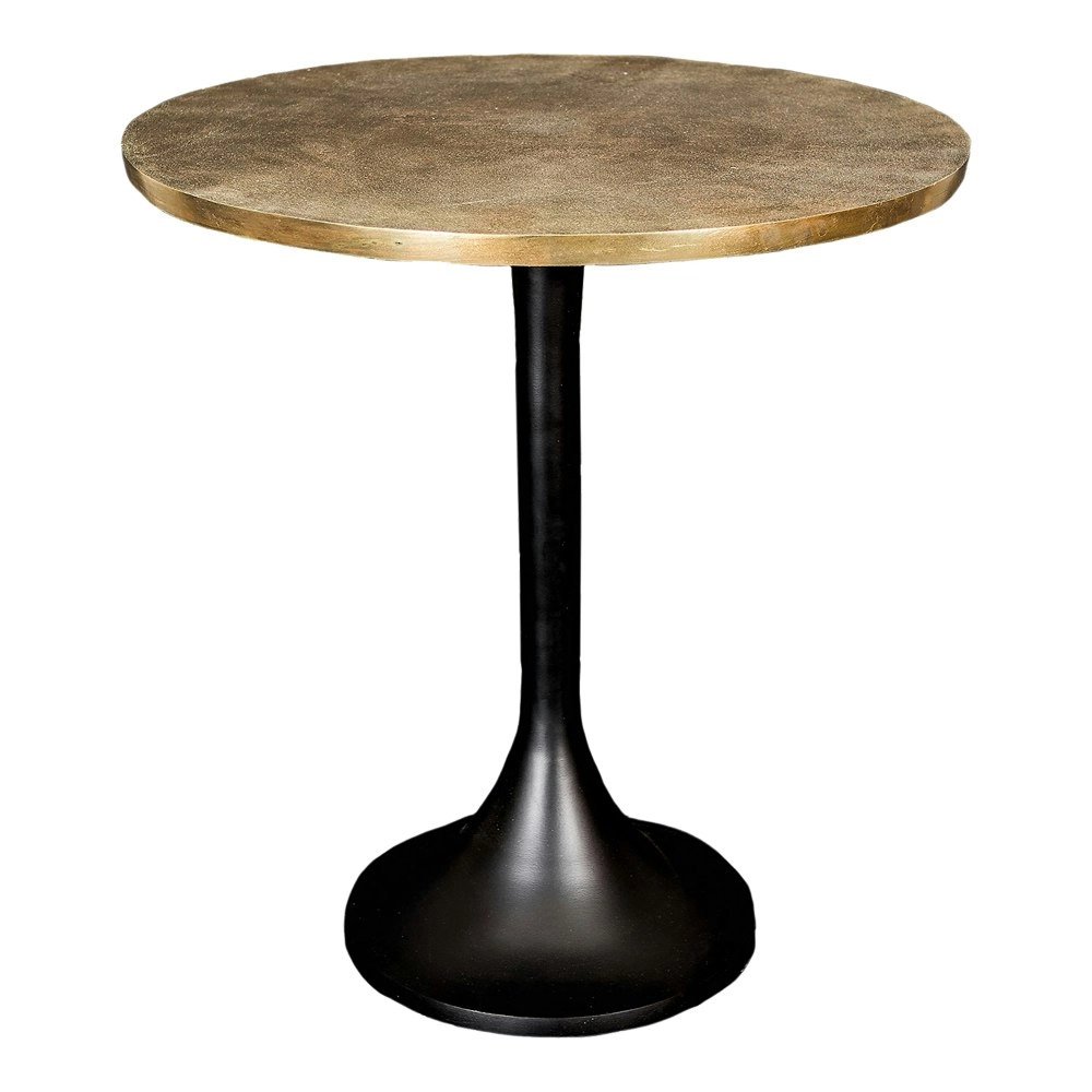 SSH Collection Cafe 48cm Wide Round Side Table - Black Base with Brass Top