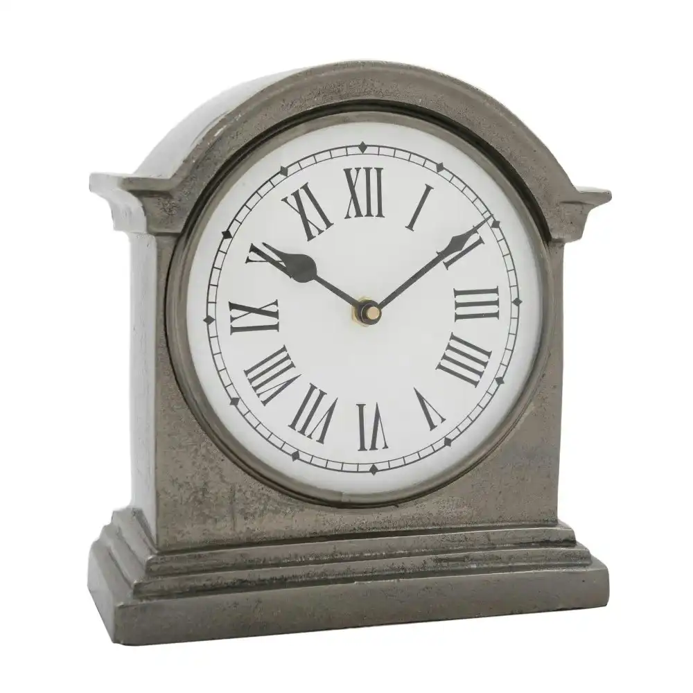 SSH Collection Hutt Large Table Clock with Round White Face - Black Nickel