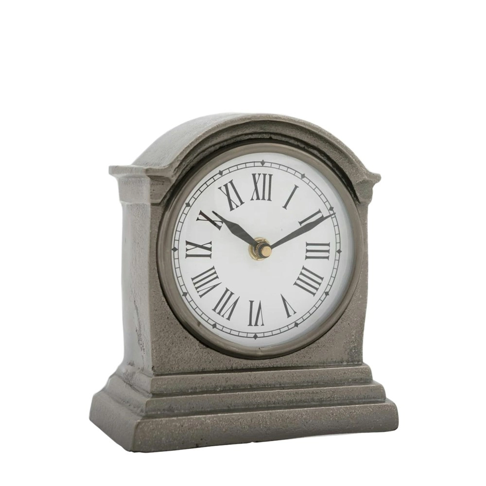 SSH Collection Hutt Small Table Clock with Round White Face - Black Nickel