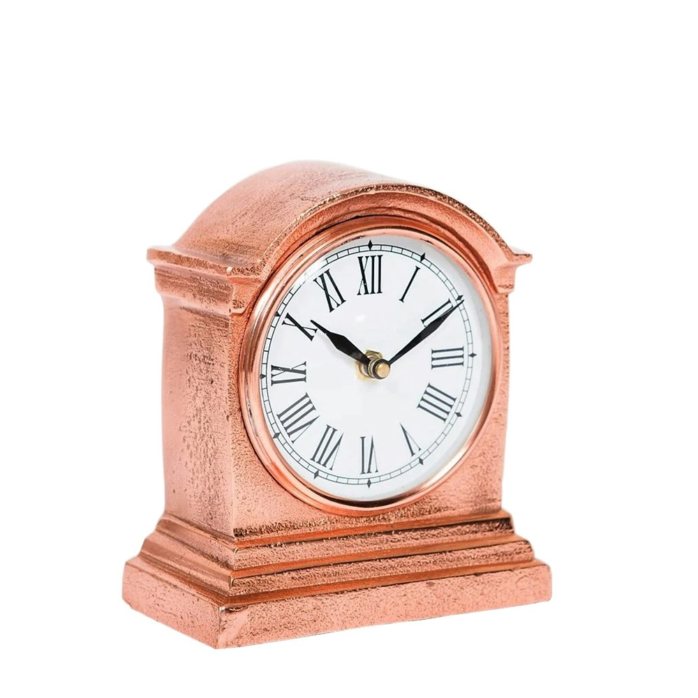 SSH Collection Hutt Small Table Clock with Round White Face - Copper