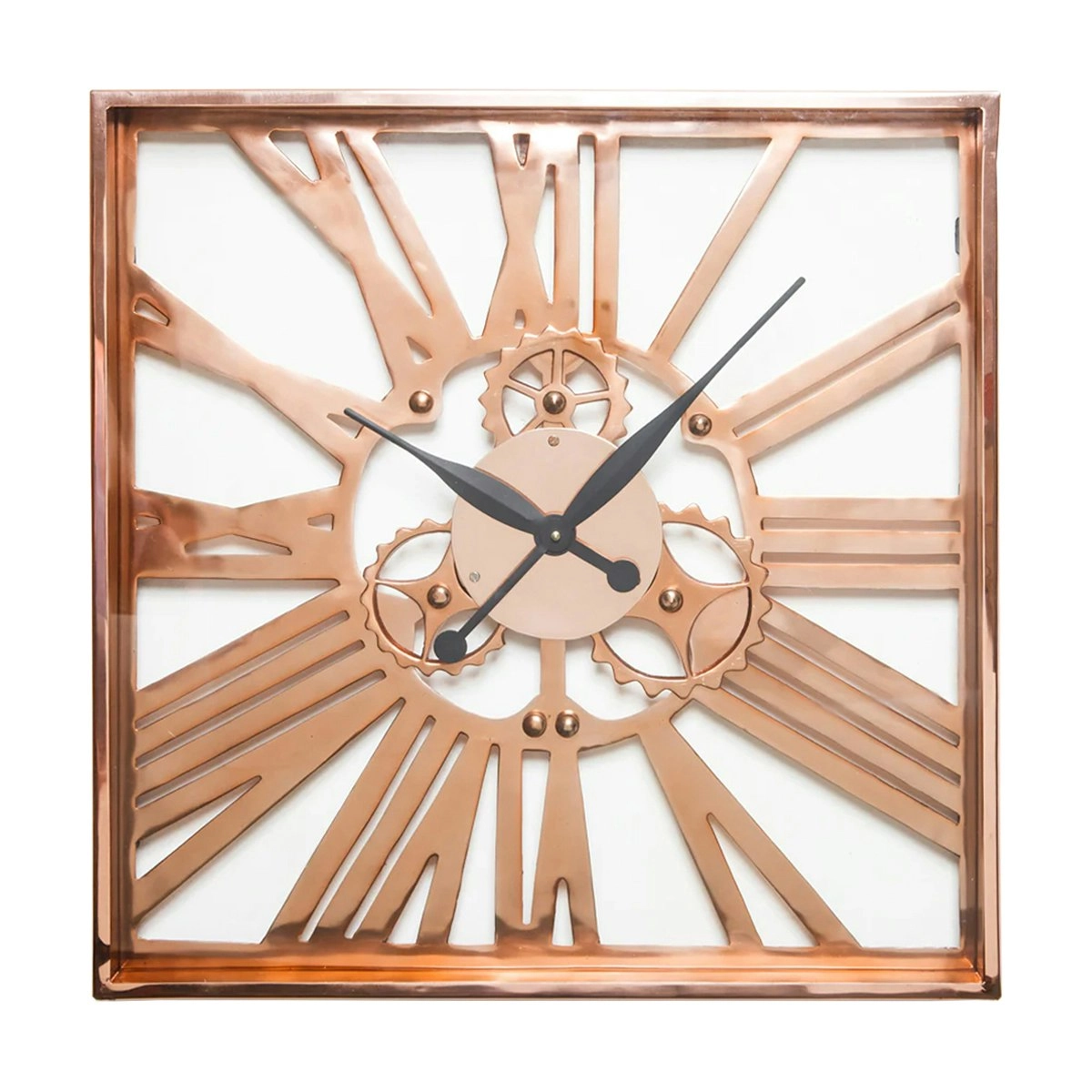 SSH Collection Cubello 46cm Square Wall Clock with Copper Surround and Numerals