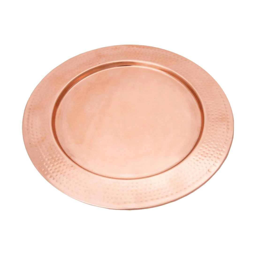 SSH Collection Discus Large Round 35cm Wide Serving Tray - Hammered Copper