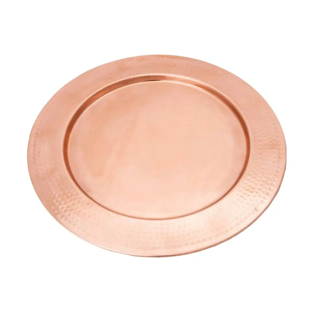 SSH Collection Discus Small Round 31cm Wide Serving Tray - Hammered Copper