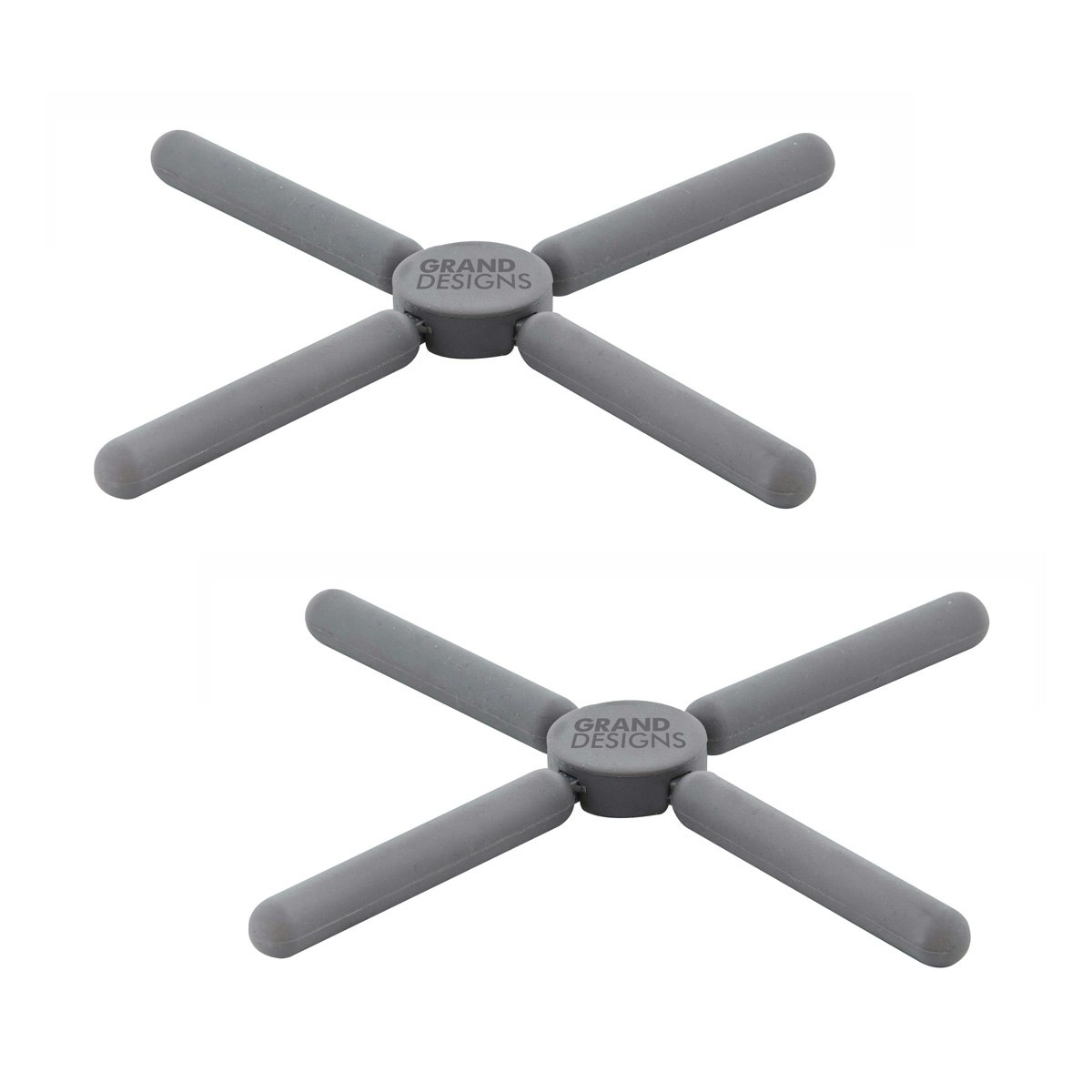 Set of 2 Grand Designs Foldaway Trivets - Grey