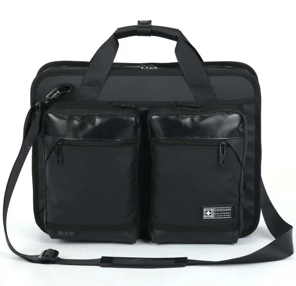 Swisswin Swiss Water-Resistant 15.6" Laptop Bag Business Travel Briefcase Black SW08961
