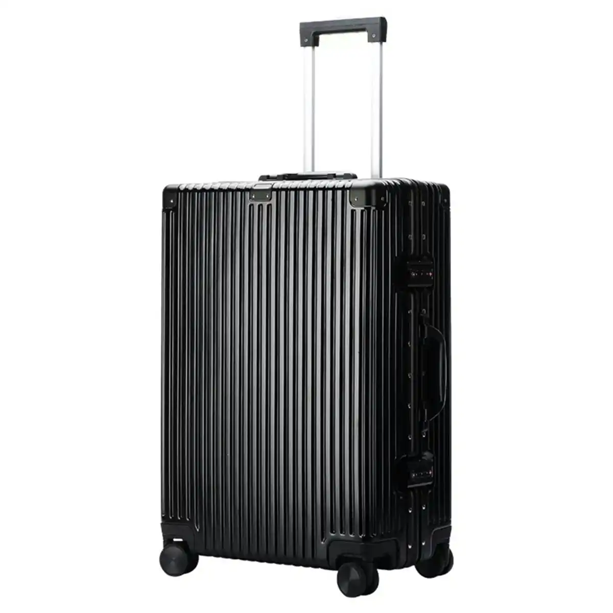 Bopai Aluminium Luggage Suitcase Lightweight With TSA Locker 8 Wheels Check In Large Hardcase B3241 Black