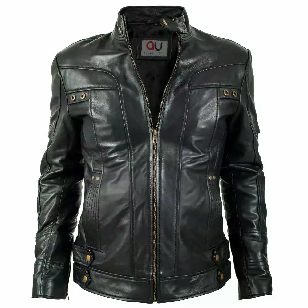 Avalon Biker Black Jacket/ Leather