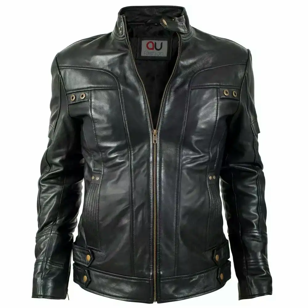 Avalon Biker Black Leather Jacket